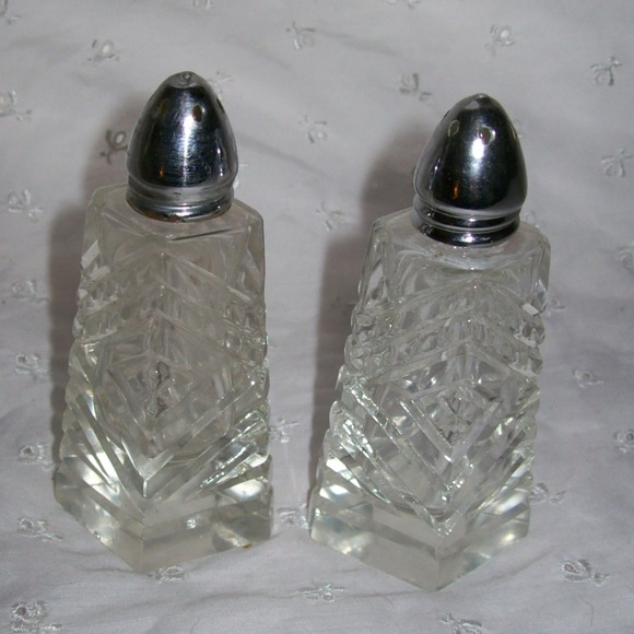 Vintage Kitchen Hand Cut Crystal Salt Pepper Shaker Set Poshmark